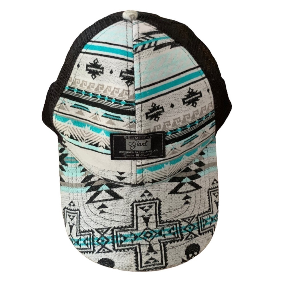 Beautiful Giant Southwestern Teal Black SnapBack Hat OS